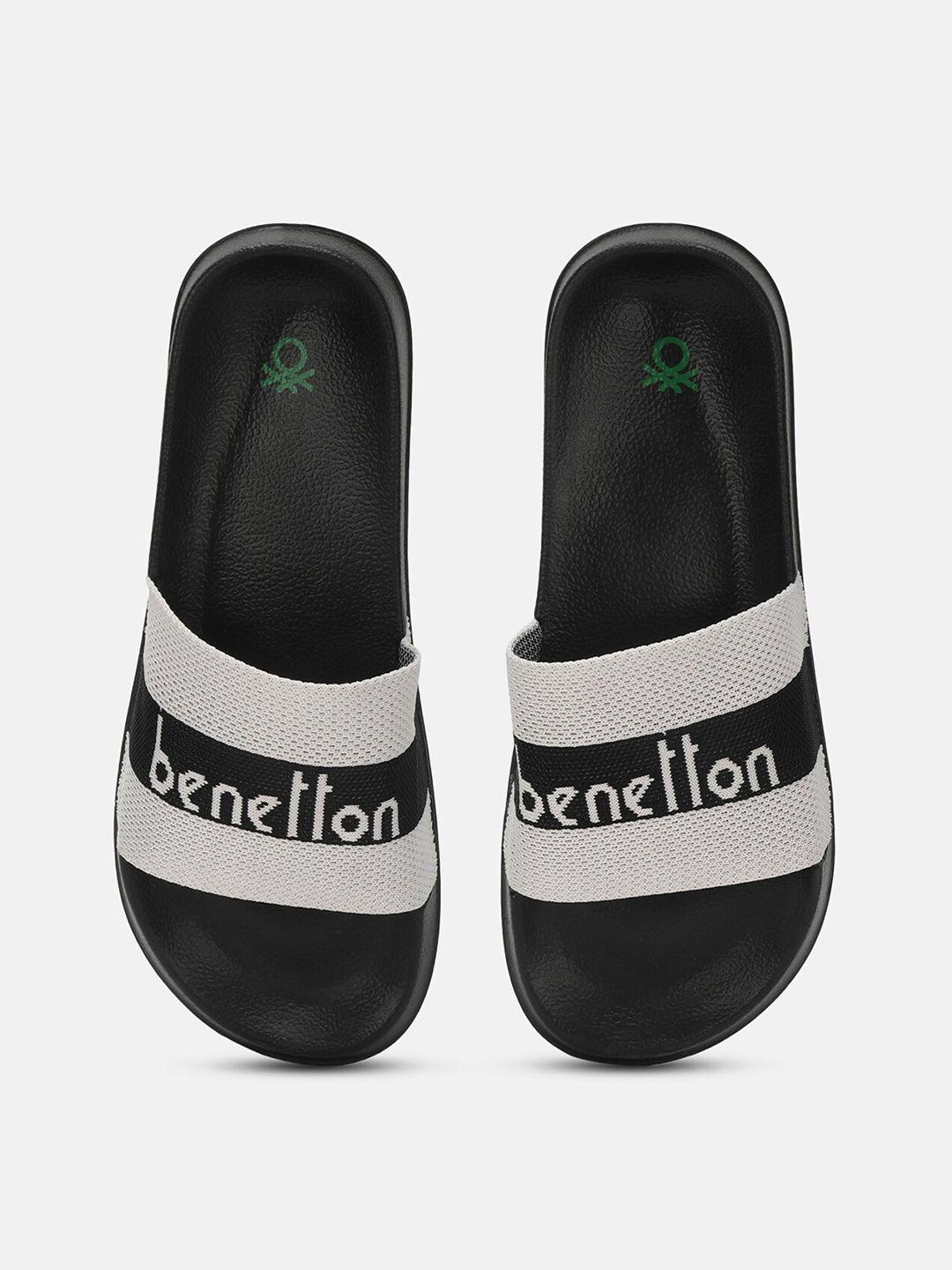 united colors of benetton men textured printed sliders