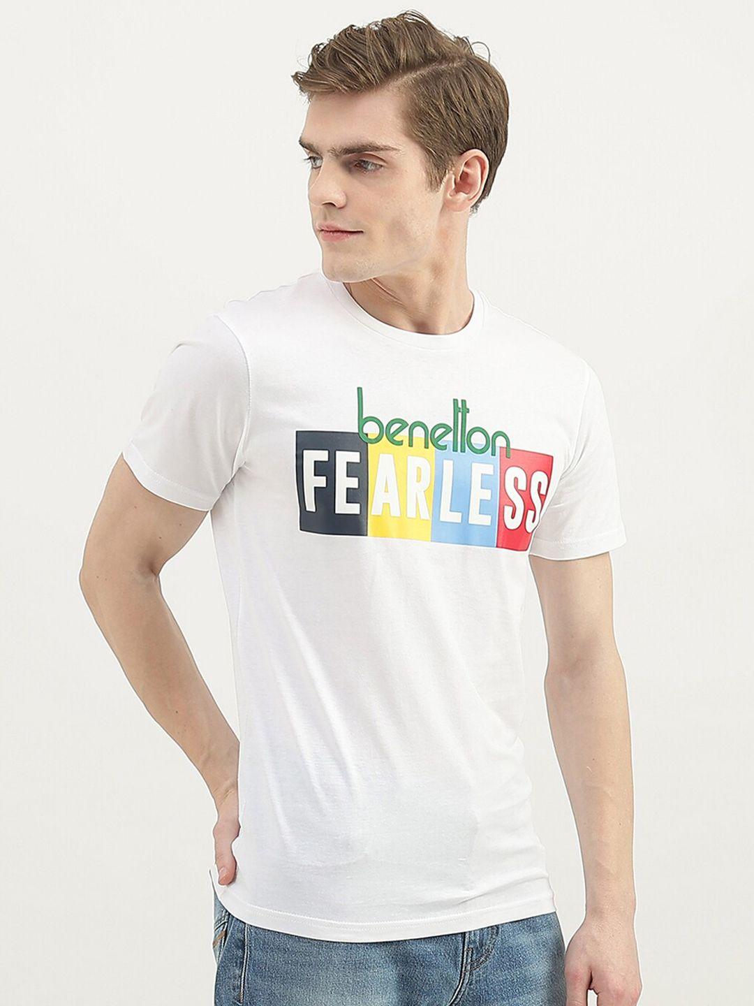 united colors of benetton men typography printed cotton t-shirt