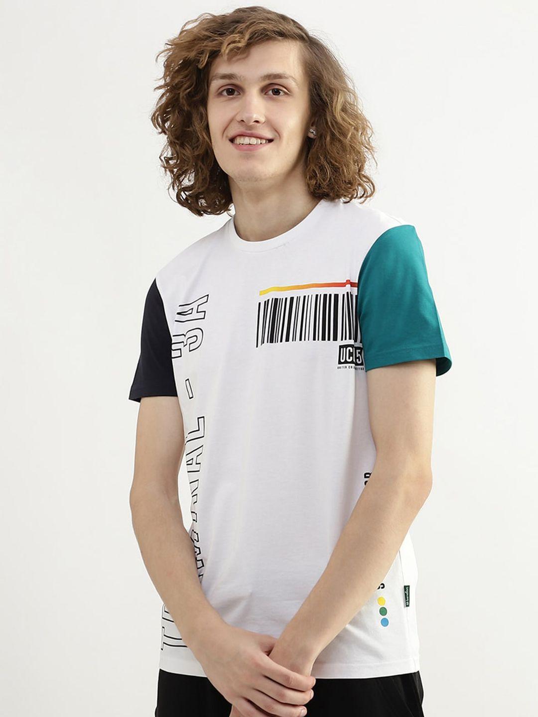 united colors of benetton men typography printed cotton t-shirt