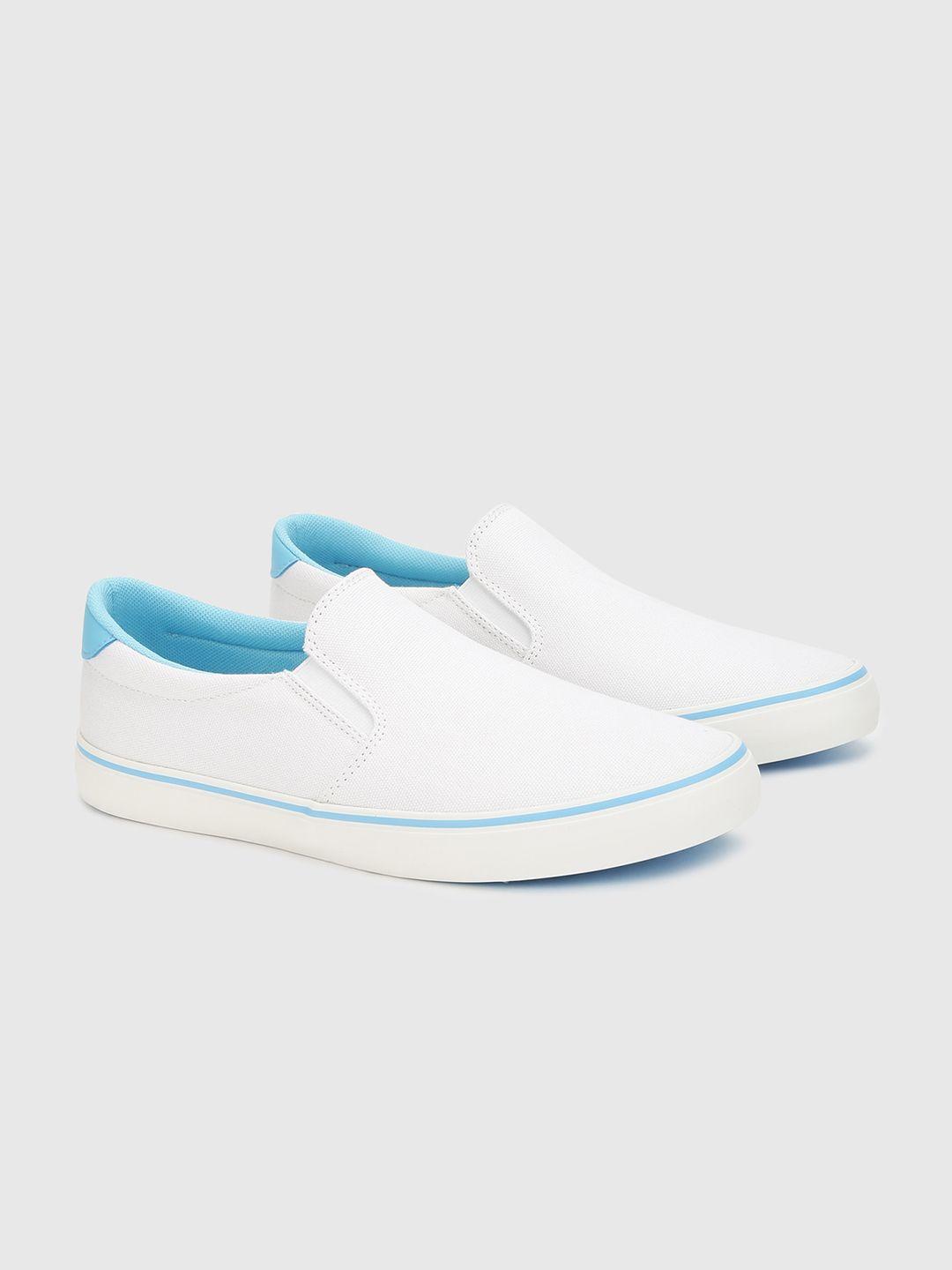 united colors of benetton men white colourblocked slip-on sneakers