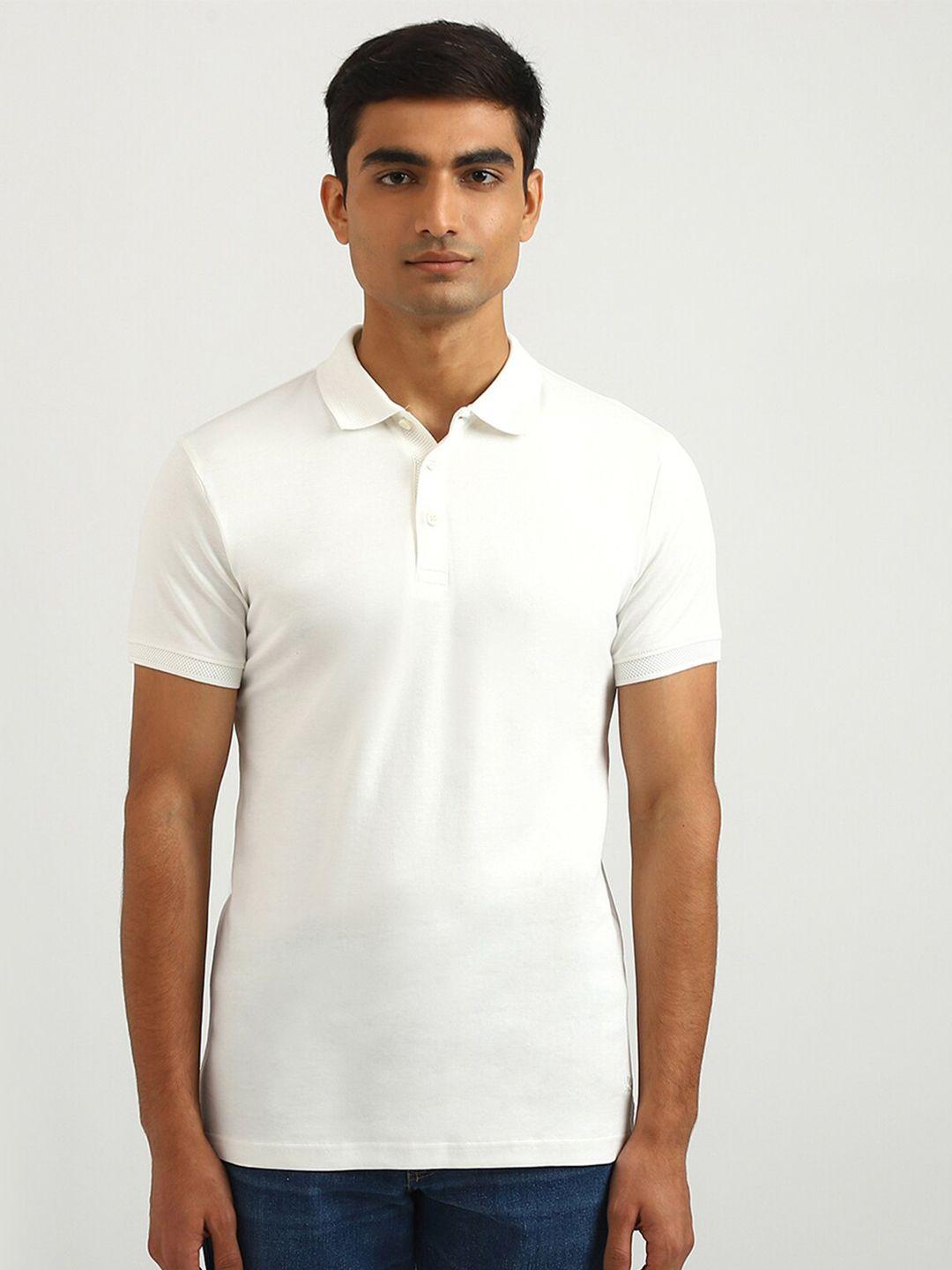 united colors of benetton men white cotton polo collar t-shirt