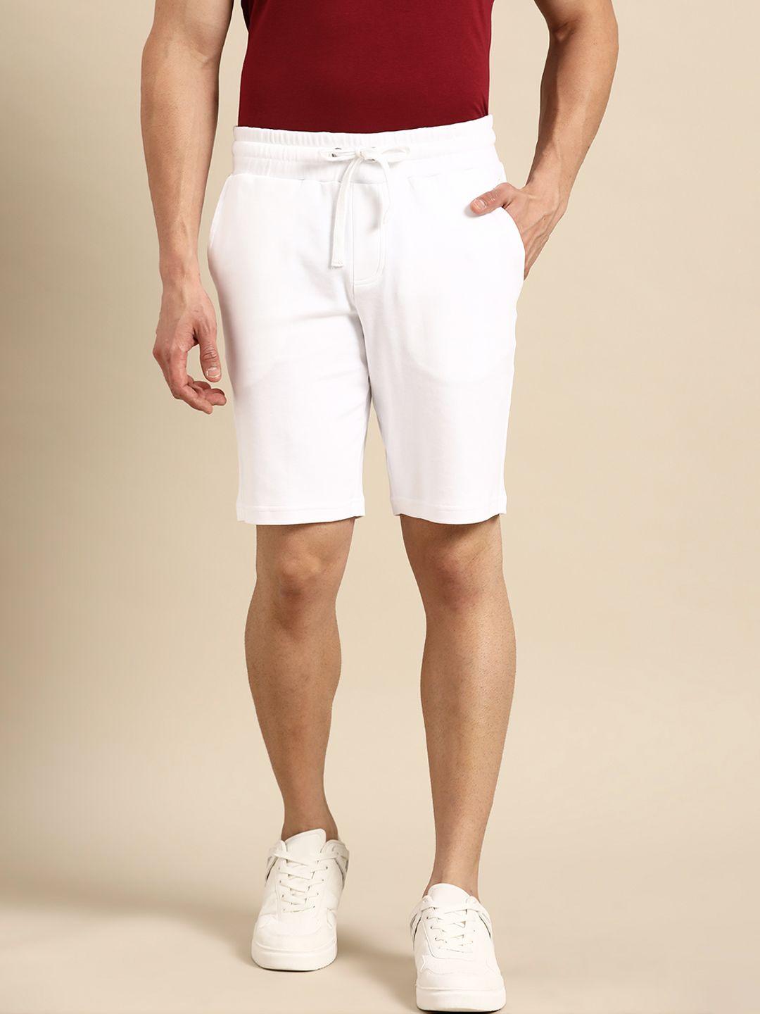 united colors of benetton men white pure cotton slim fit shorts