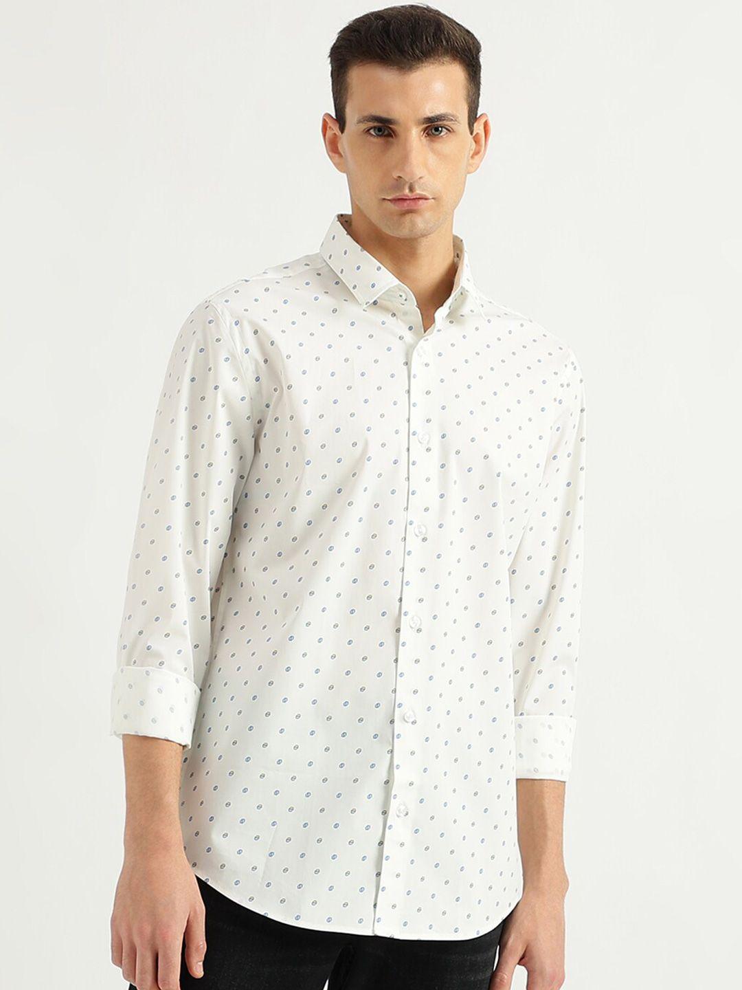 united colors of benetton micro ditsy printed spread collar slim fit cotton casual shirt