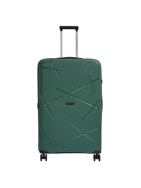 united colors of benetton moonstone green textured hard medium trolley bag - 68 cm