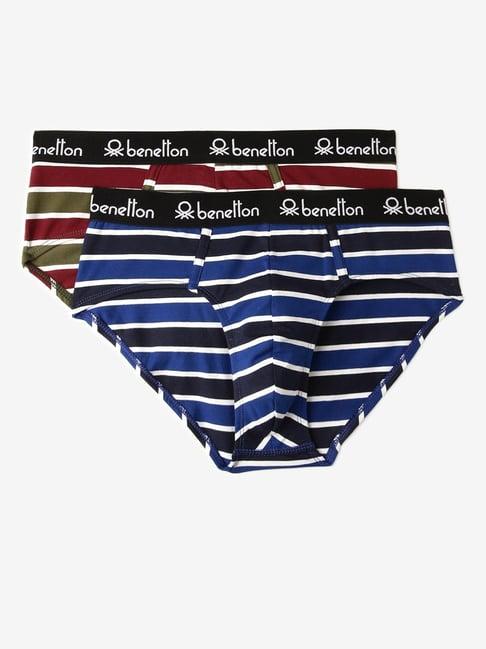 united colors of benetton multi regular fit striped briefs - pack of 2