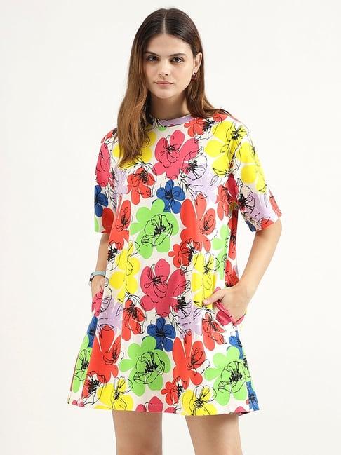 united colors of benetton multicolor printed t-shirt dress