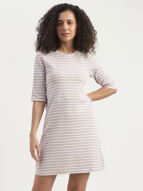 united colors of benetton multicolored cotton striped shift dress