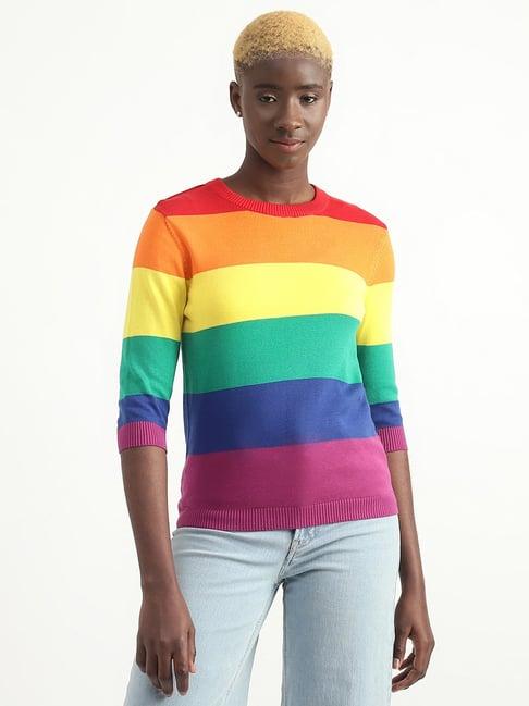 united colors of benetton multicolored cotton striped sweater