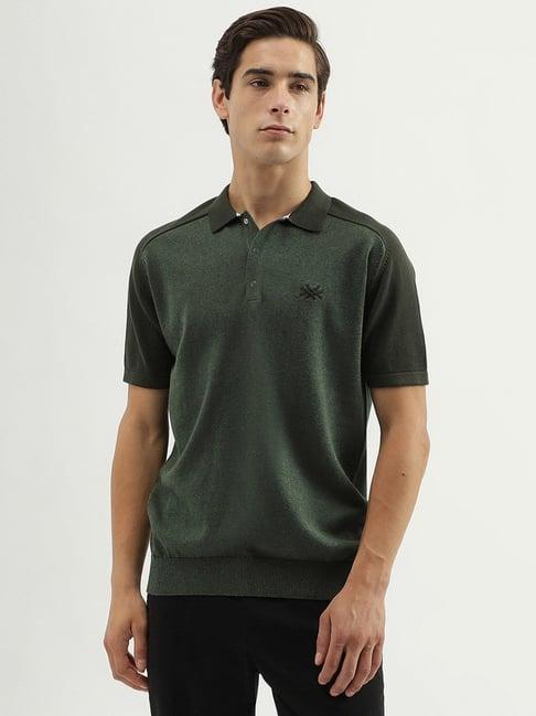 united colors of benetton olive cotton regular fit polo t-shirt