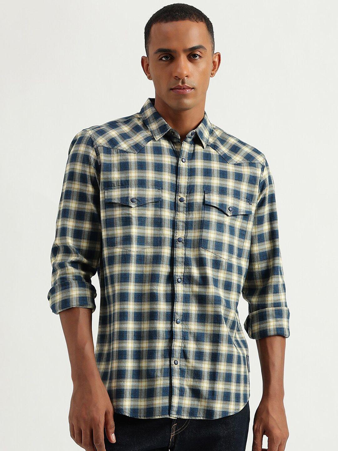 united colors of benetton other checks slim fit casual shirt