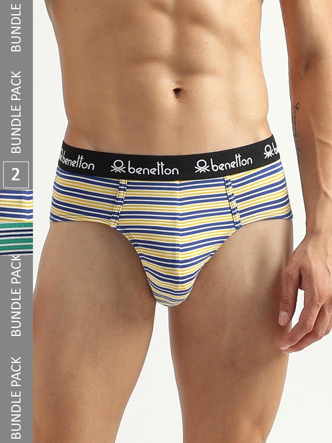 united colors of benetton pack of 2 striped basic briefs 23p3menuc151i903xl