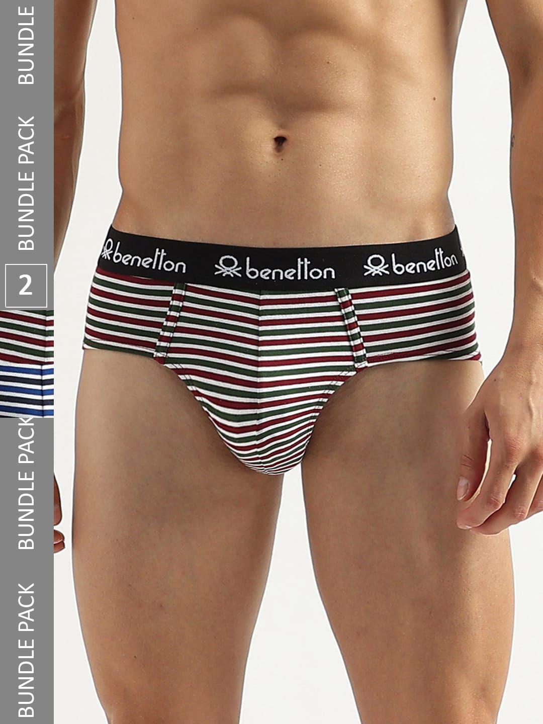united colors of benetton pack of 2 striped basic briefs 23p3menuc158i902xl
