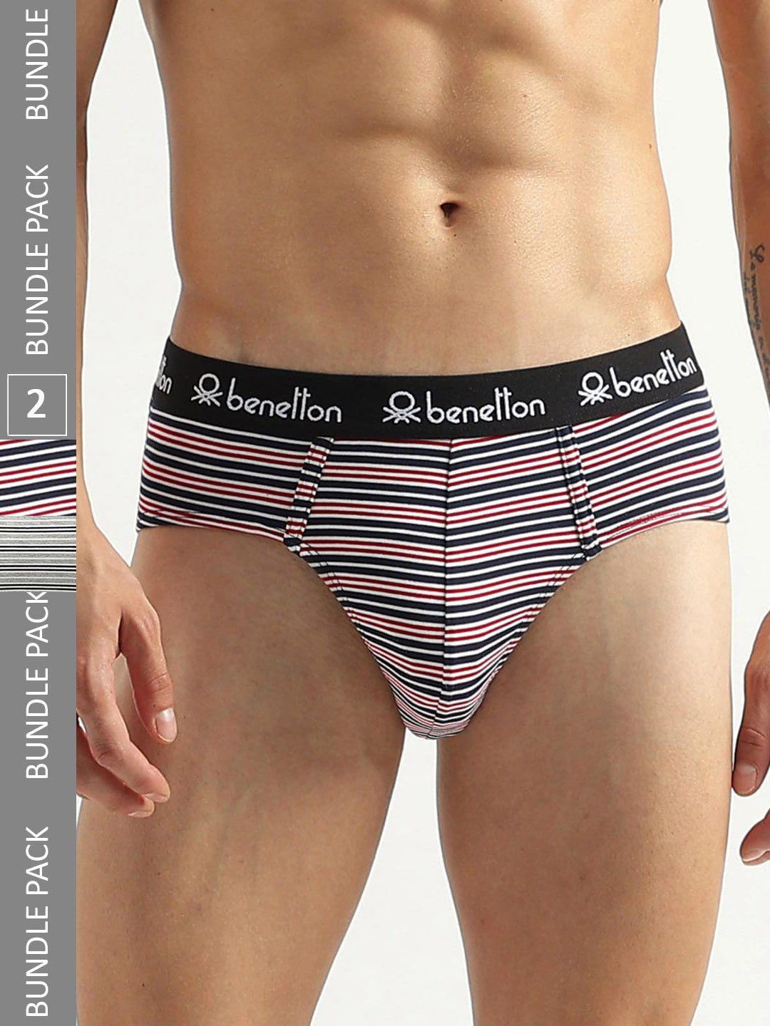 united colors of benetton pack of 2 striped low-rise basic briefs 23p3menuc151i901xl