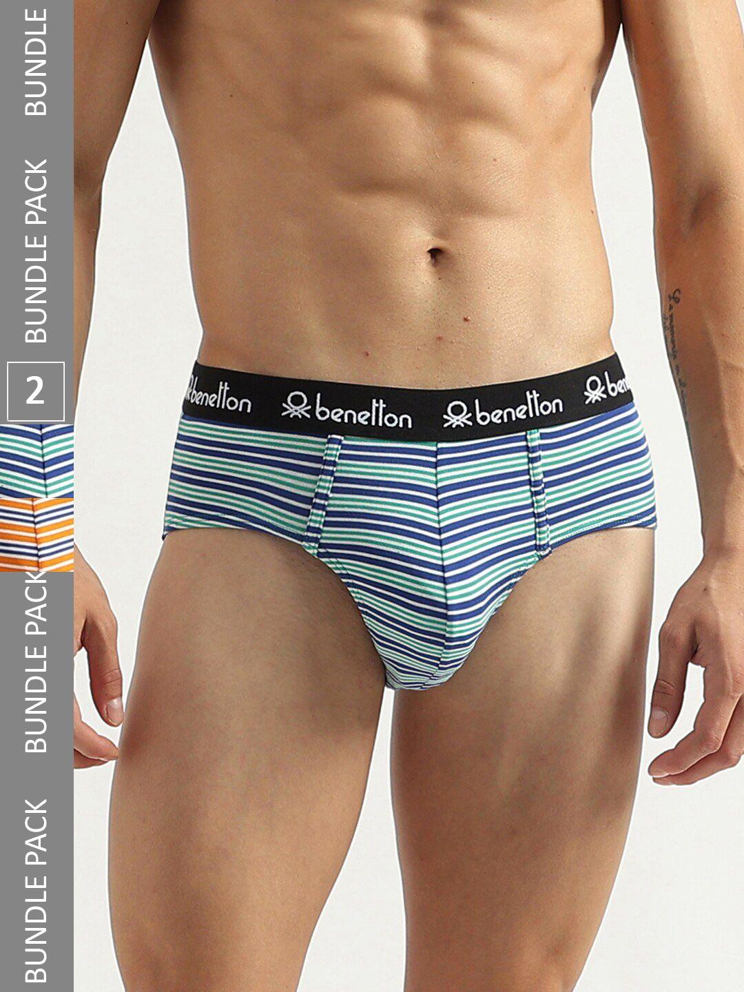 united colors of benetton pack of 2 striped low rise basic briefs 23p3menuc151i902xl