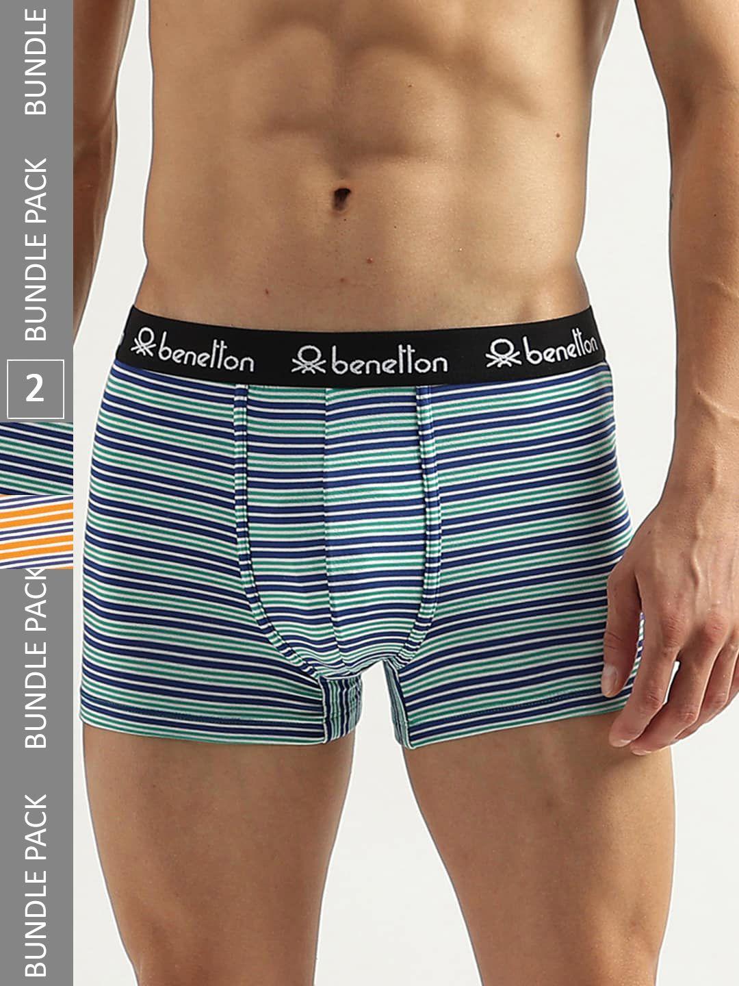 united colors of benetton pack of 2 striped low rise trunks 23p3menuc152i902s