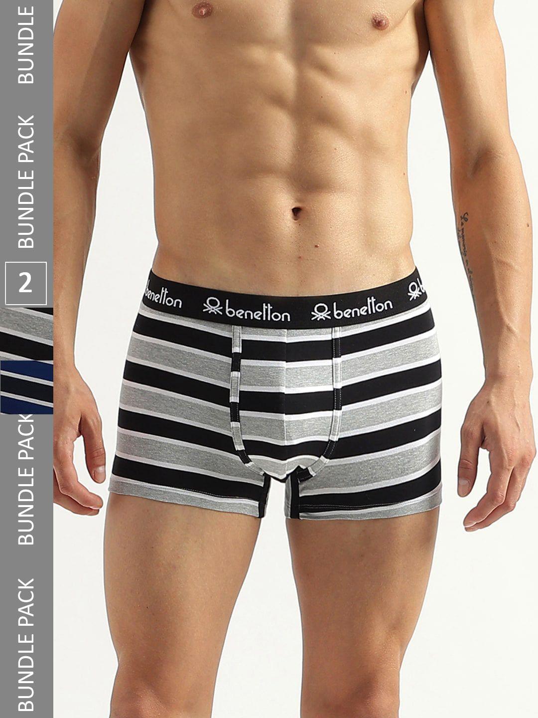 united colors of benetton pack of 2 striped low rise trunks 23p3menuc192i901xl