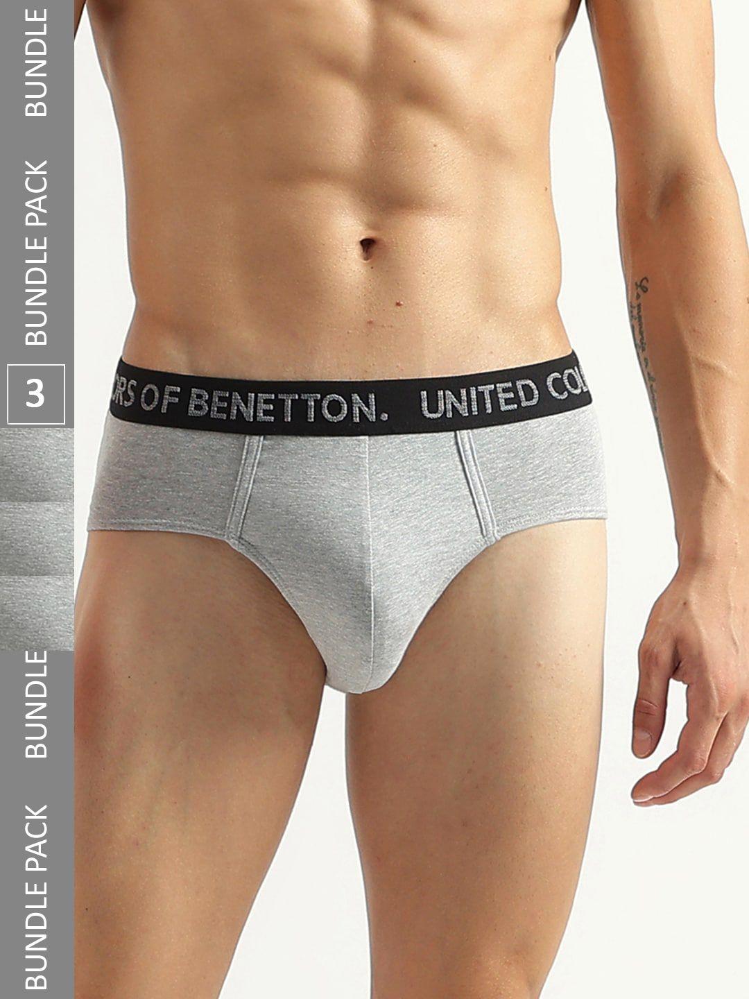 united colors of benetton pack of 3 low-rise basic briefs 23p3menuc181i901xl