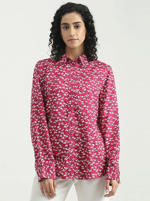 united colors of benetton pink printed shirt