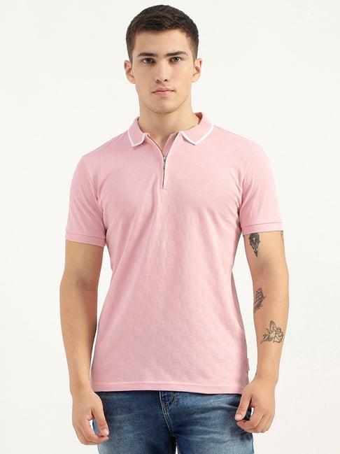 united colors of benetton pink regular fit cotton polo t-shirt