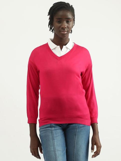 united colors of benetton pink regular fit sweater