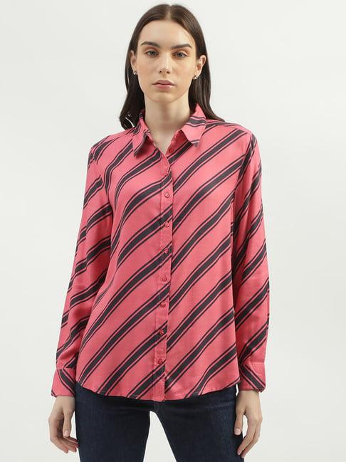 united colors of benetton pink striped shirt