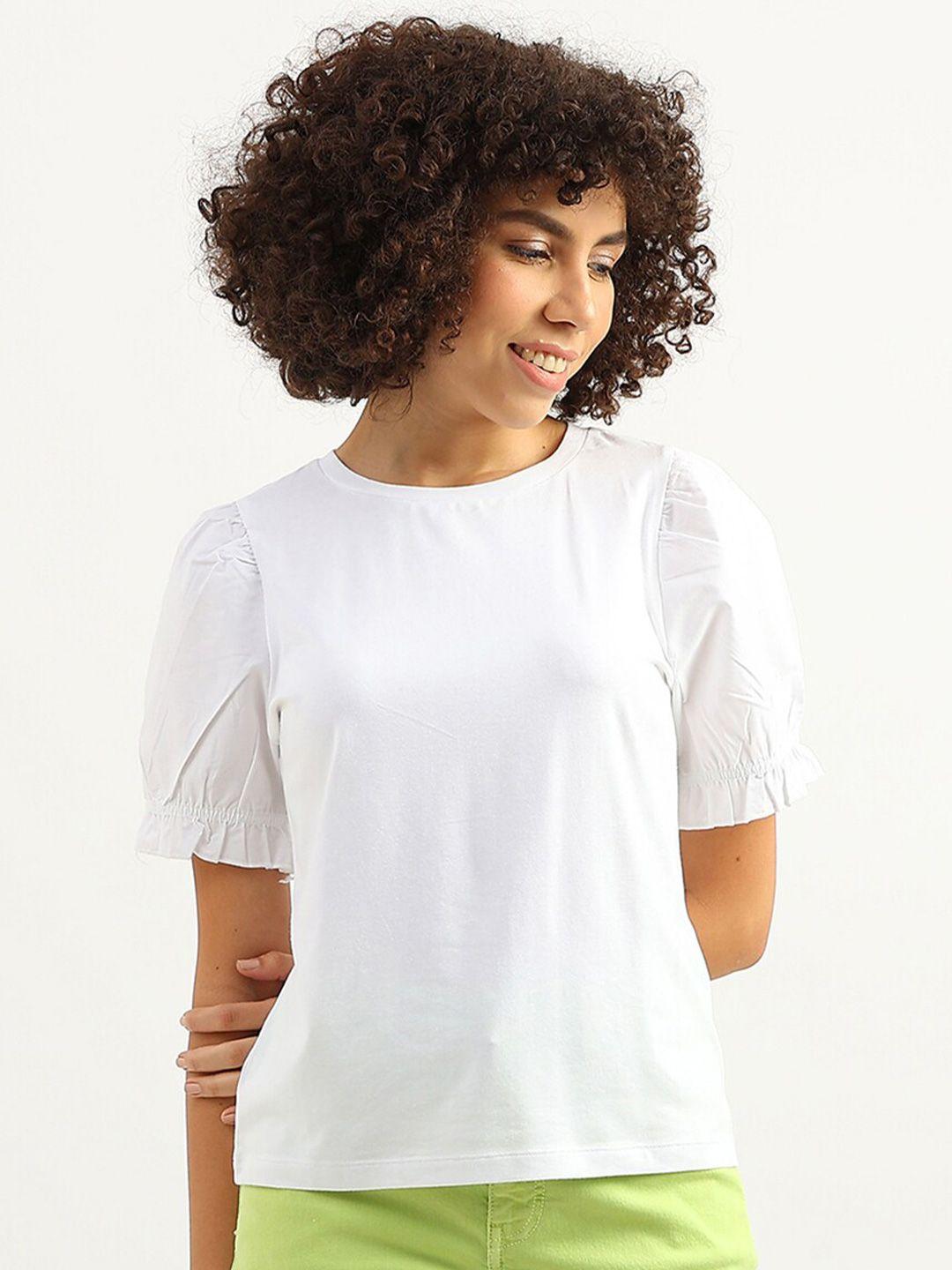 united colors of benetton puff sleeved cotton top