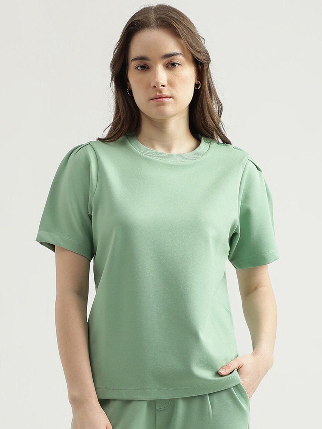 united colors of benetton puff sleeves round neck top