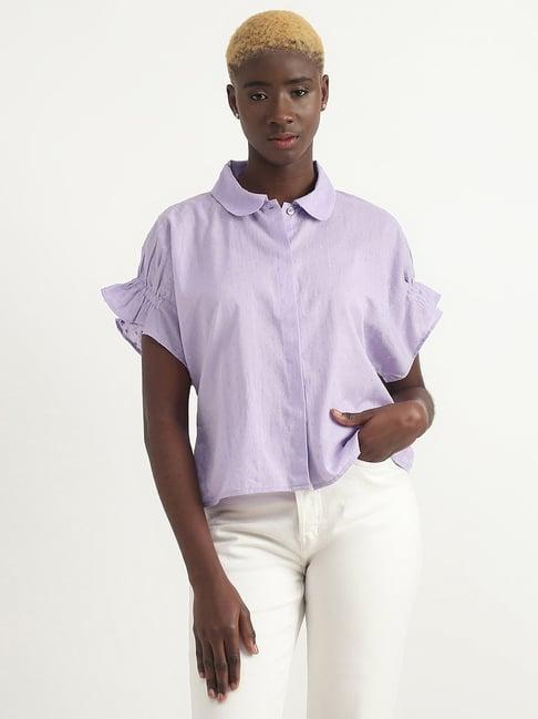 united colors of benetton purple cotton shirt