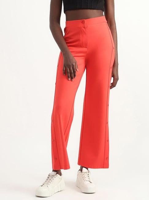 united colors of benetton red mid rise pants