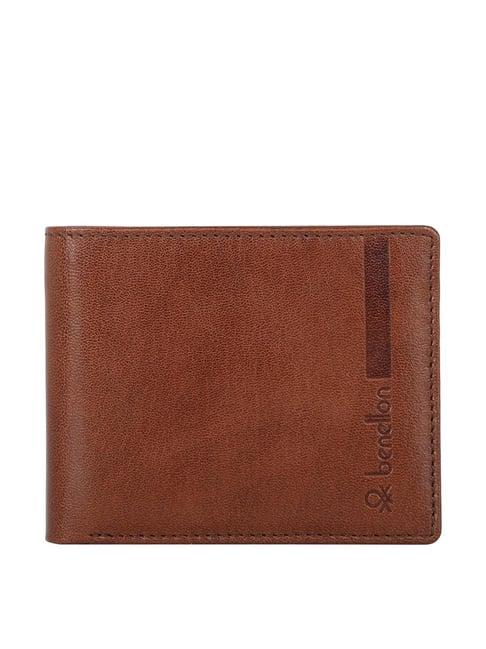 united colors of benetton reece tan casual leather bi-fold wallet for men