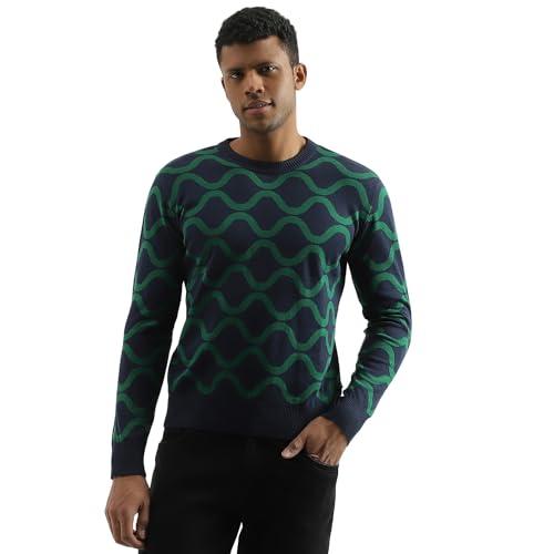 united colors of benetton regular fit round neck printed sweater (size: m)-23a1094k104xg902 multicolour