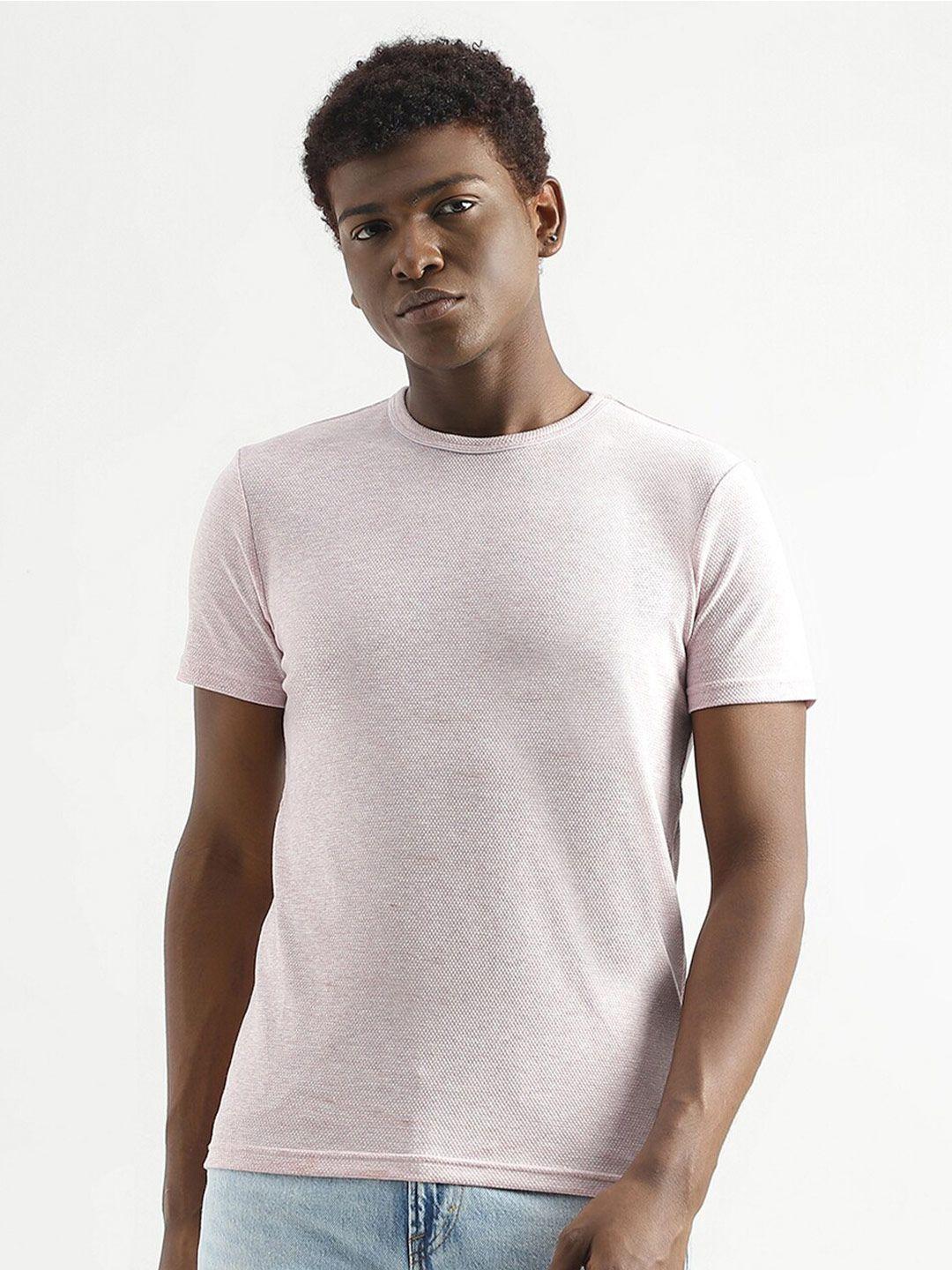 united colors of benetton round neck self design t-shirt