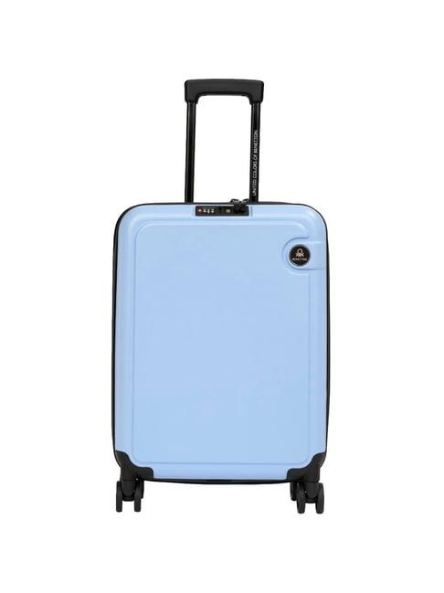 united colors of benetton ryzen blue solid hard cabin trolley bag - 55 cms