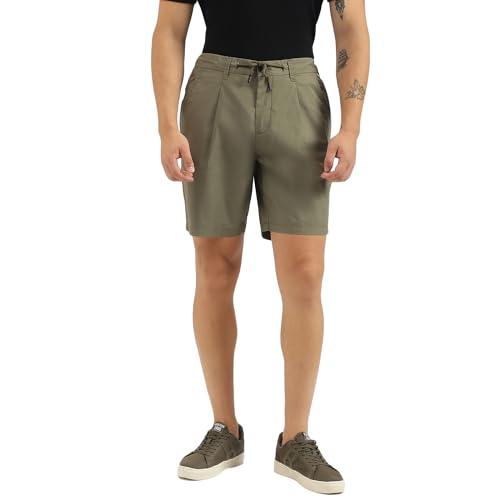 united colors of benetton solid relaxed fit shorts (size: 28)-24p4ctst0823i901 grey