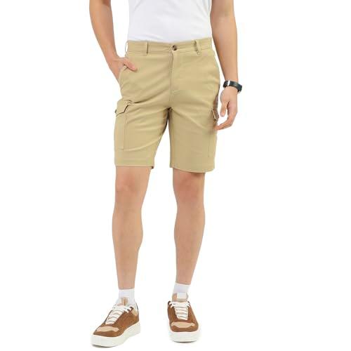 united colors of benetton solid slim fit shorts (size: 28)-24p4cast0821i902 khaki