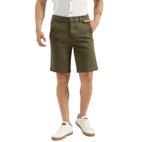 united colors of benetton solid slim fit shorts (size: 34)-24p4ctst1003i903 green