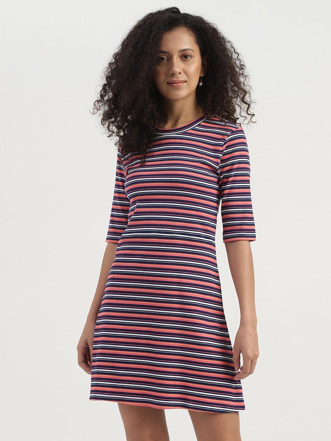 united colors of benetton striped cotton a-line dress