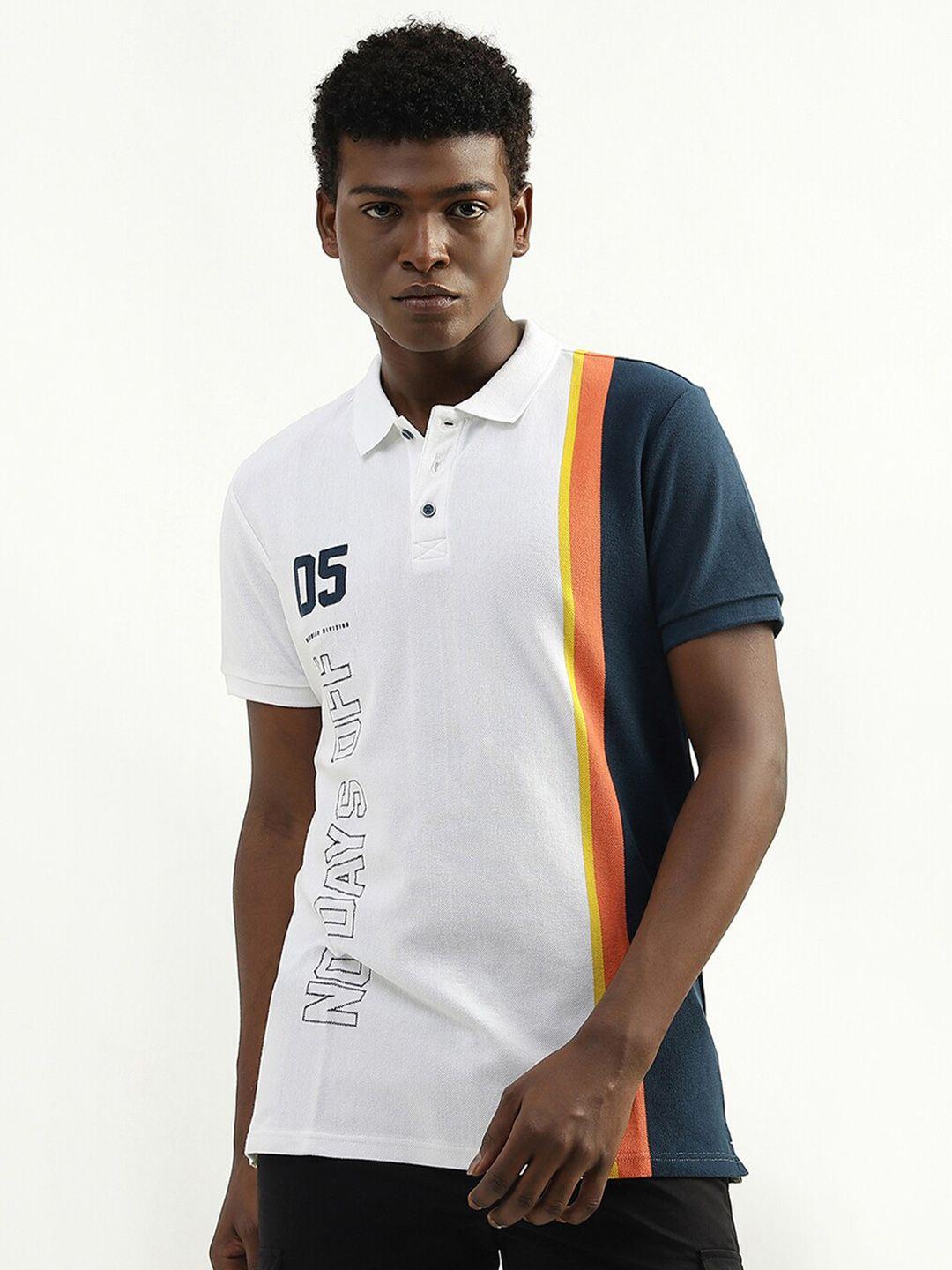 united colors of benetton striped polo collar cotton t-shirt