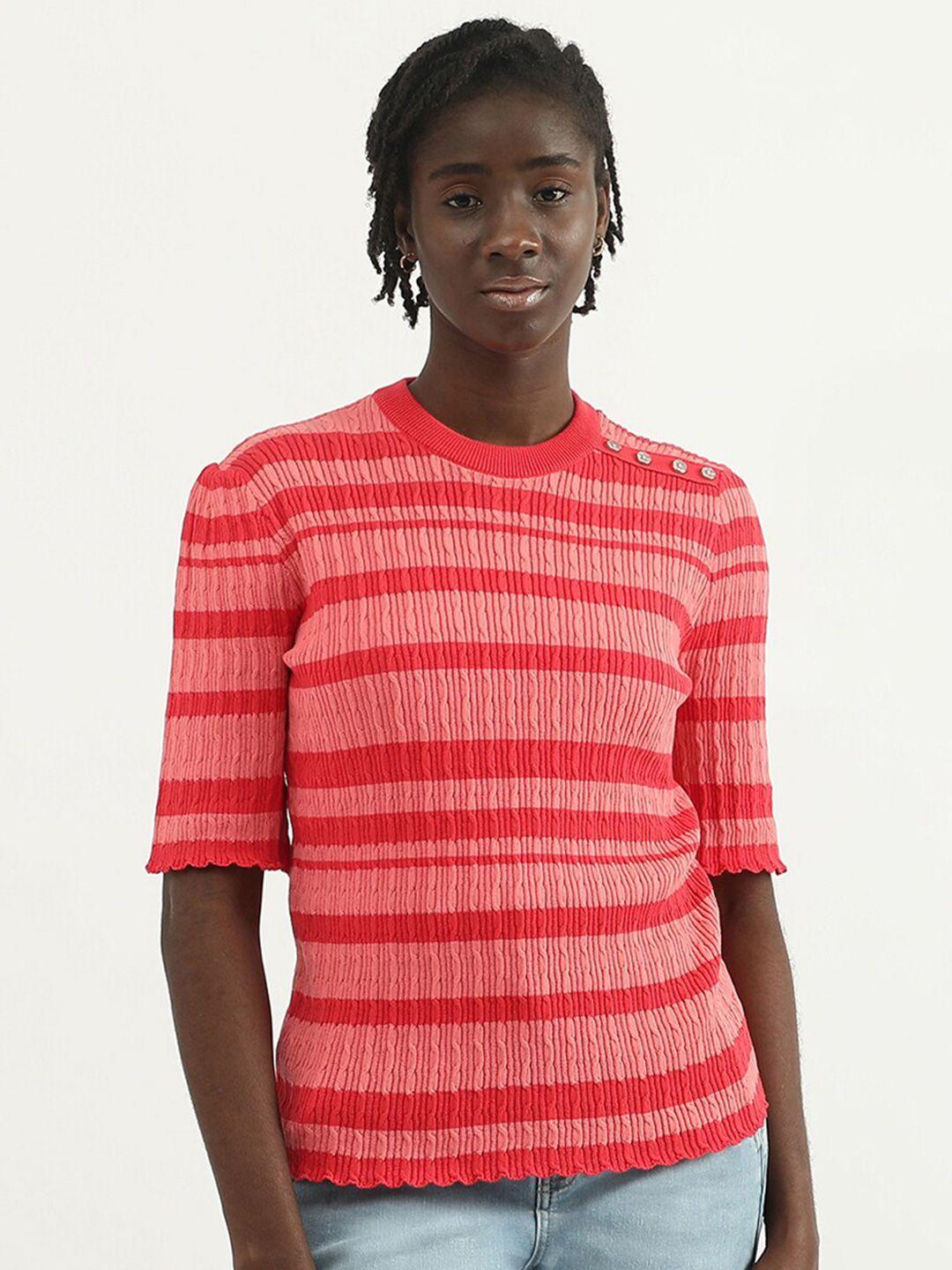 united colors of benetton striped round neck cotton top