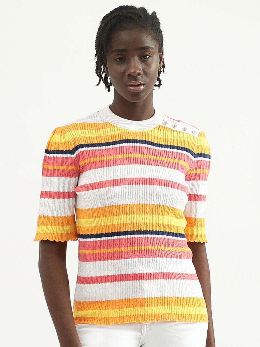 united colors of benetton striped round neck top