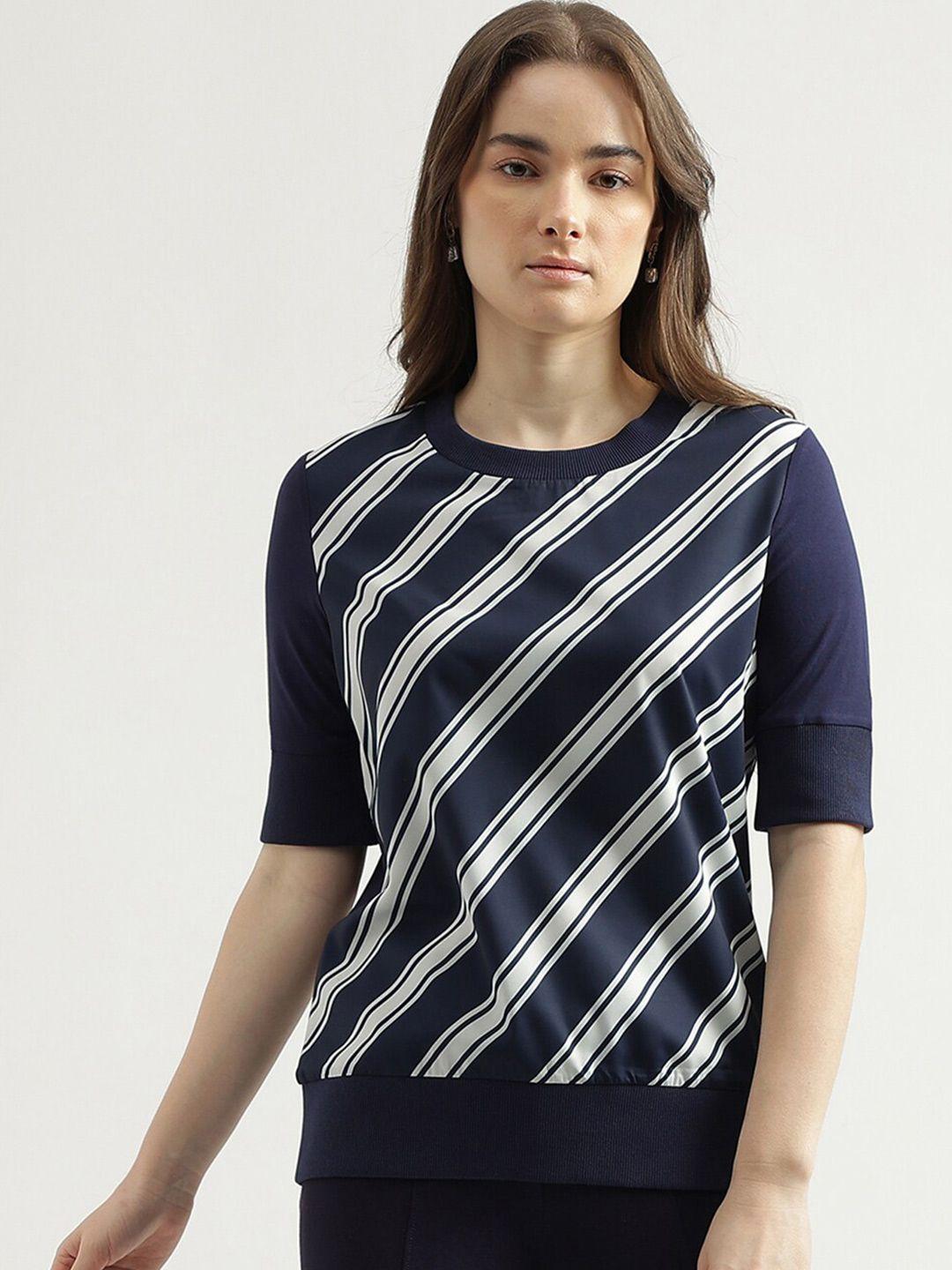 united colors of benetton striped round neck top