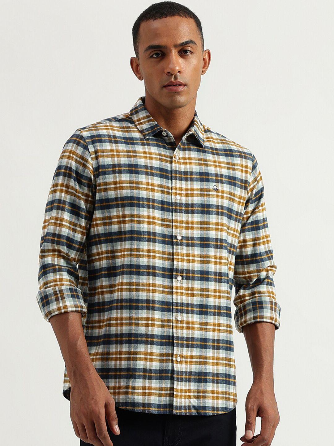 united colors of benetton tartan checked casual cotton shirt