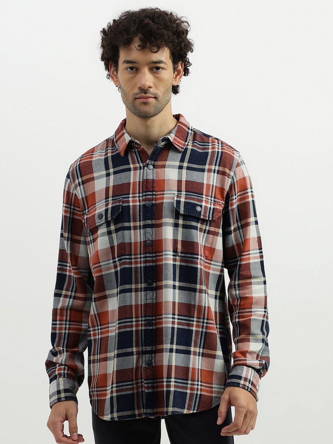 united colors of benetton tartan checks cotton casual shirt