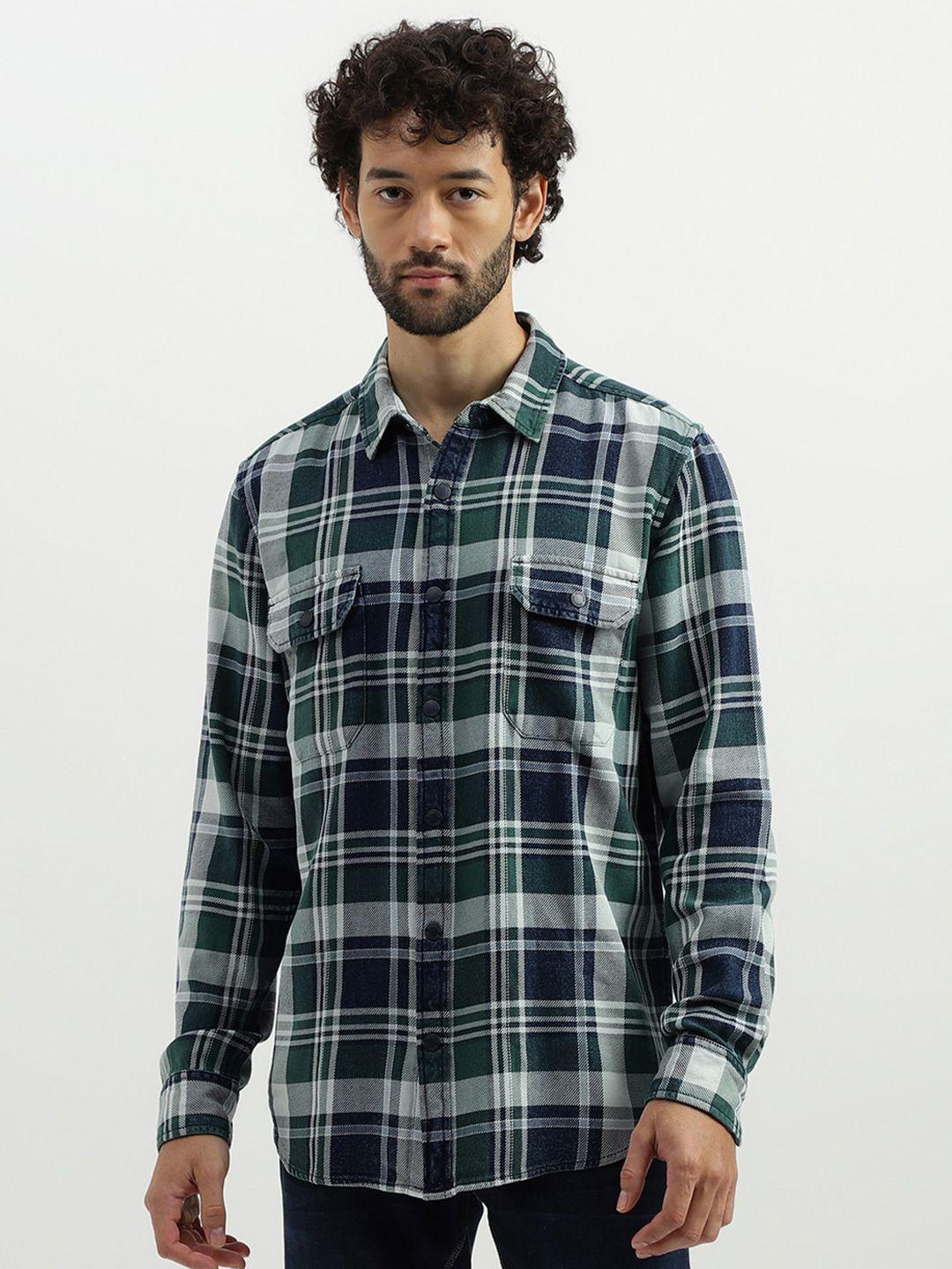 united colors of benetton tartan checks cotton casual shirt