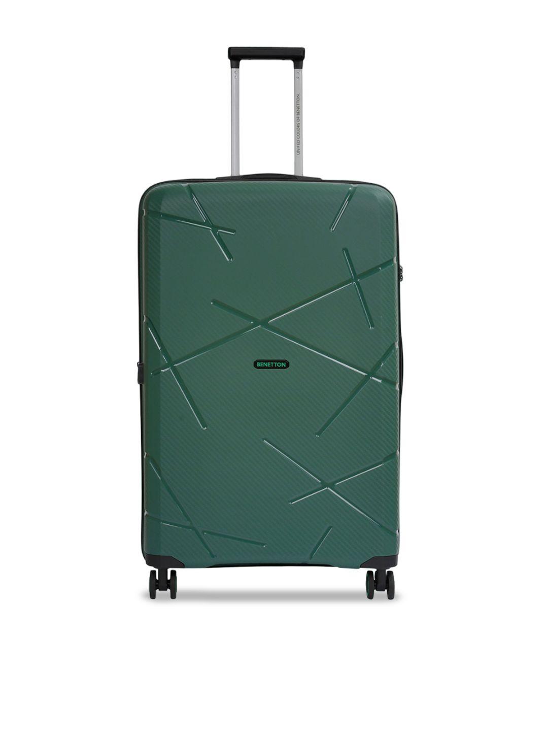 united colors of benetton textured hard-sided large check-in trolley suitcase - 125 l