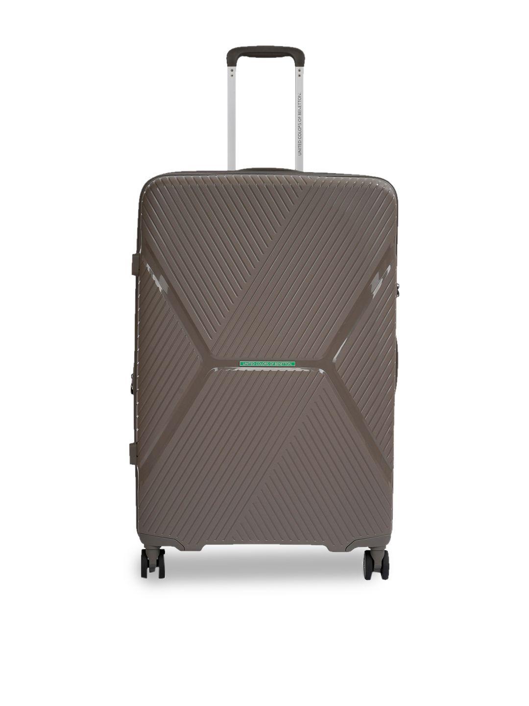 united colors of benetton textured hard-sided large check-in trolley suitcase