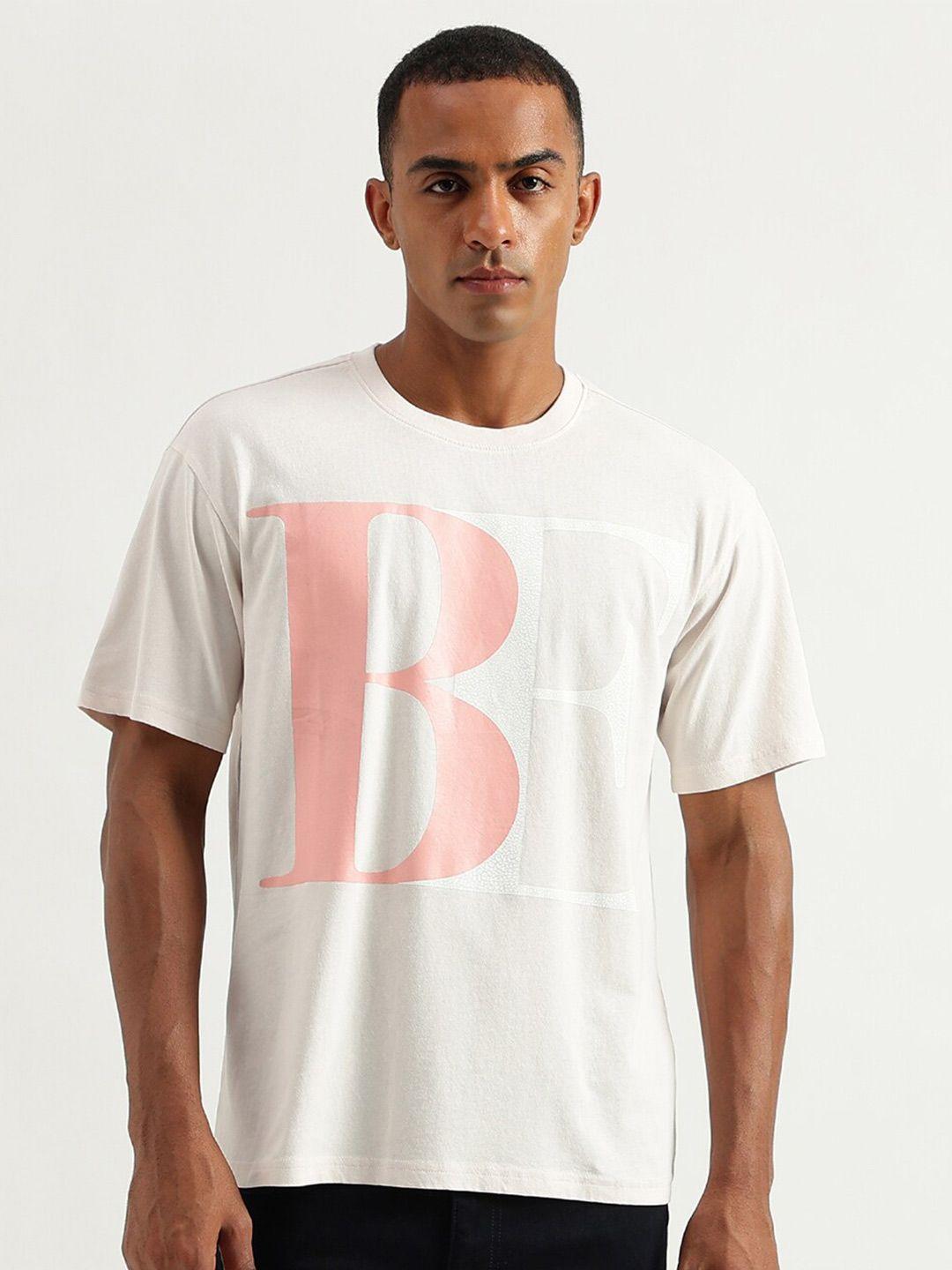 united colors of benetton typography printed boxy fit cotton casual t-shirt