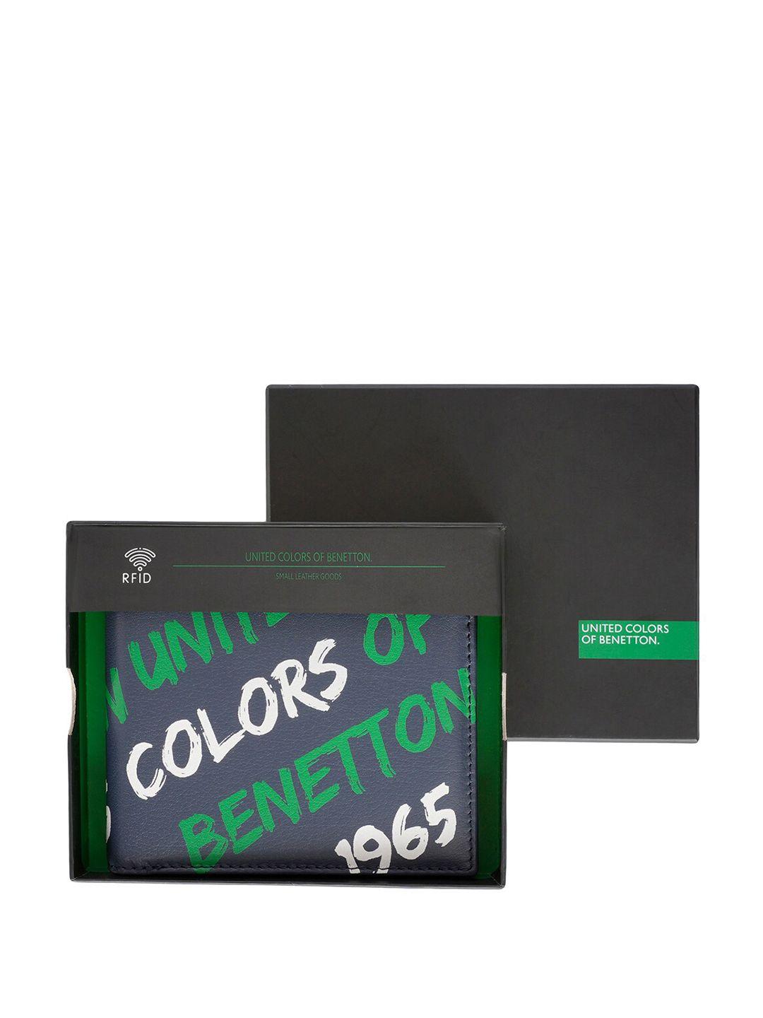 united colors of benetton typography printed leather two fold wallet