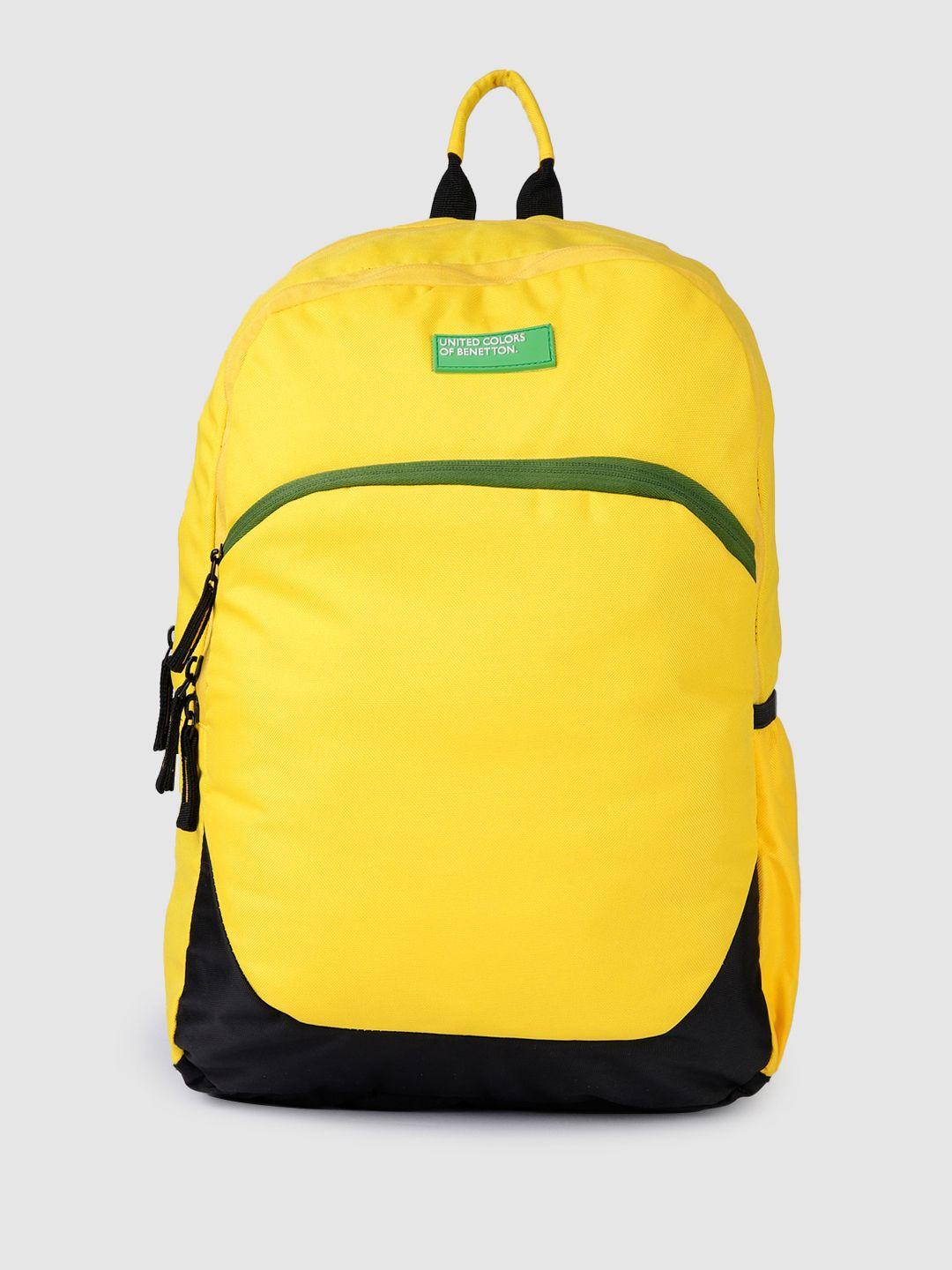 united colors of benetton unisex colourblocked laptop backpack with brand logo applique