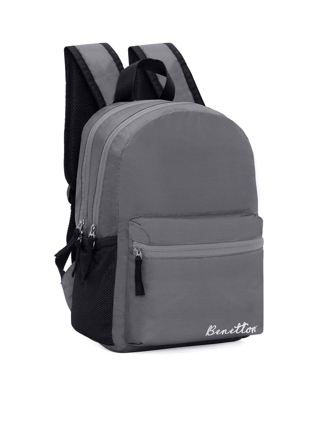 united colors of benetton unisex grey & black backpack